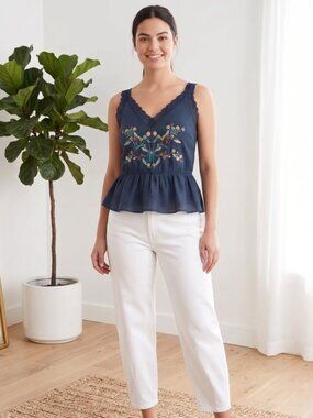 DRA Los Angeles  NEW Blue Top 100% Cotton SIZE M